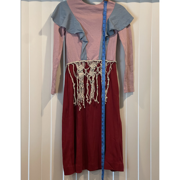 Vintage Homemade Funky Pink Red‎ Blue Ruffle Costume with Belt Boho Small - Picture 2 of 10